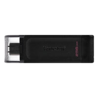 Kingston DT70/256GB DataTraveler 256GB USB Flash Drive, USB 3.2,  USB-C, Gen1, 80MB/s, Cap Design, Black, Retail. Kingston DT70/256GB DataTraveler 256GB USB Flash Drive, USB 3.2,  USB-C, Gen1, 80MB/s, Cap Design, Black, Retail.